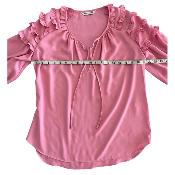 Amanda‎ Uprichard Ruffle Sleeve Top Pink Small Tie Front Size Small Barbiecore - Picture 3 of 9